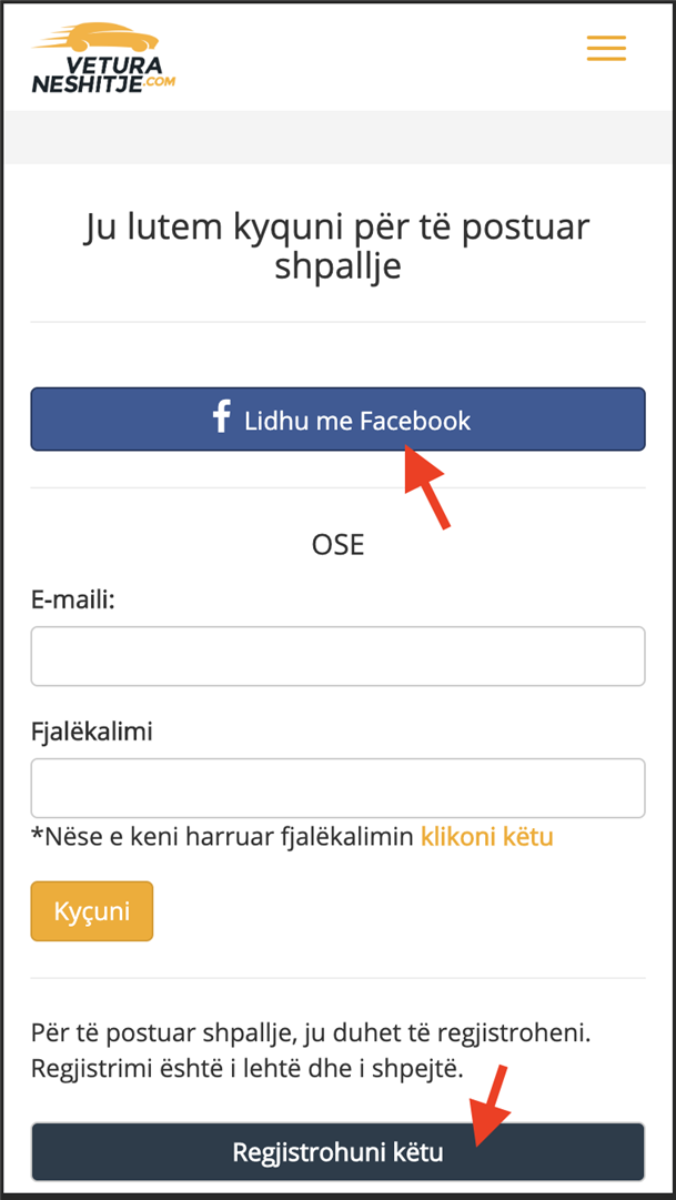 Kycu ose login permes Facebook