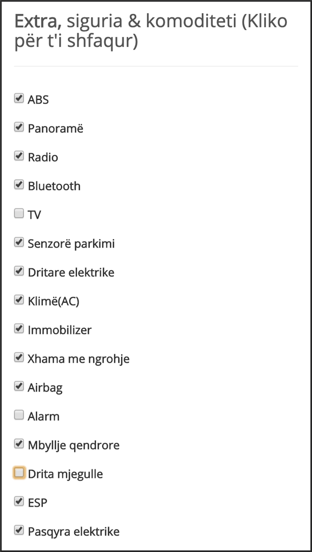 Extras Vetura extra