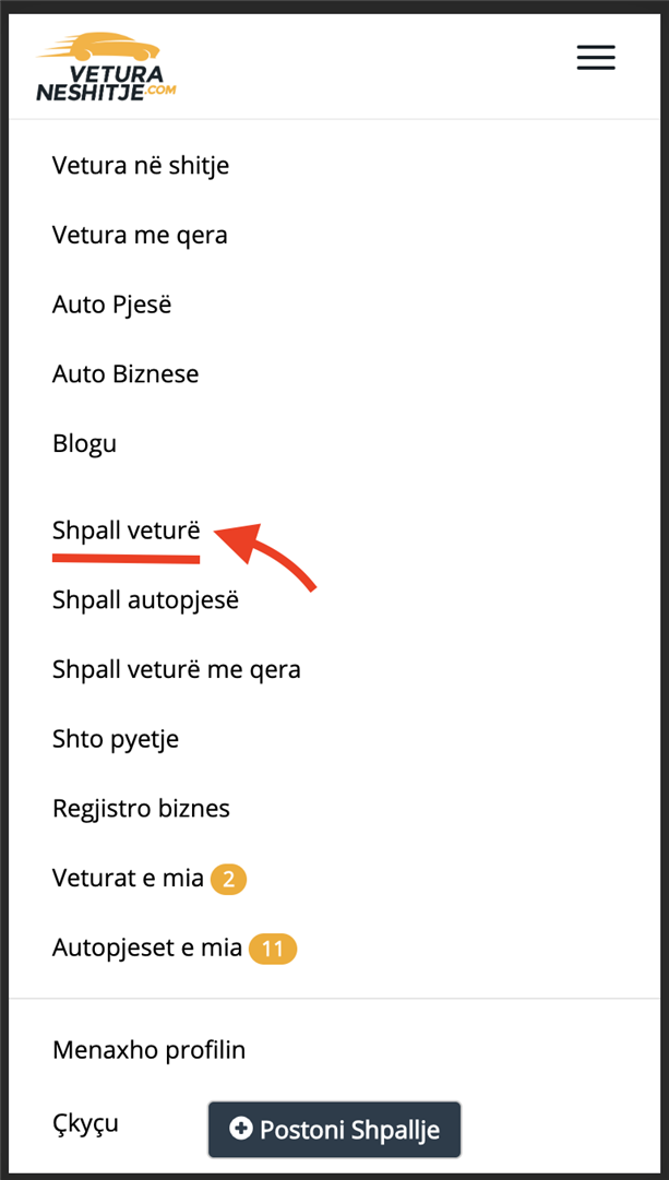 Shpall vetura per shitje